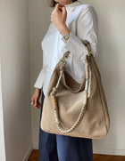 SHOPPING BAG mocca mousse - light gold
