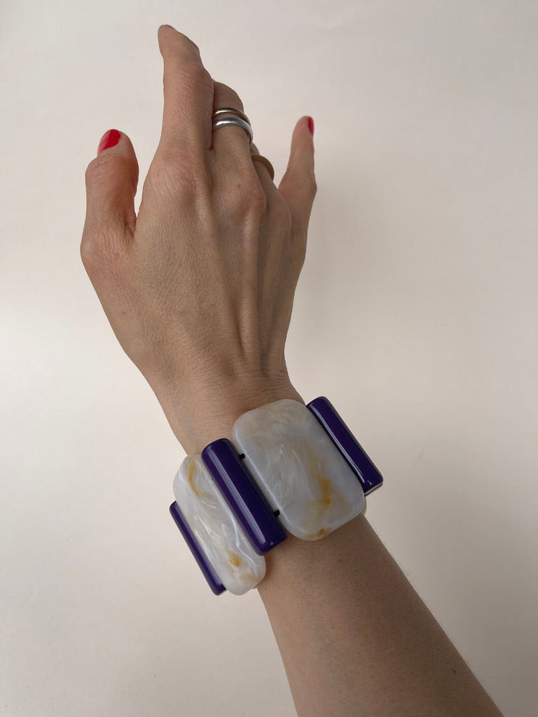 ACRYL BRACELET - Paris white/purple - TIEFENBACHER LEHMANN