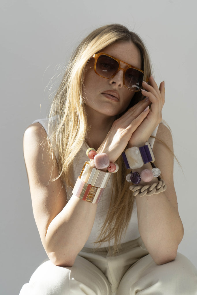 ACRYL BRACELET - Paris white/purple - TIEFENBACHER LEHMANN