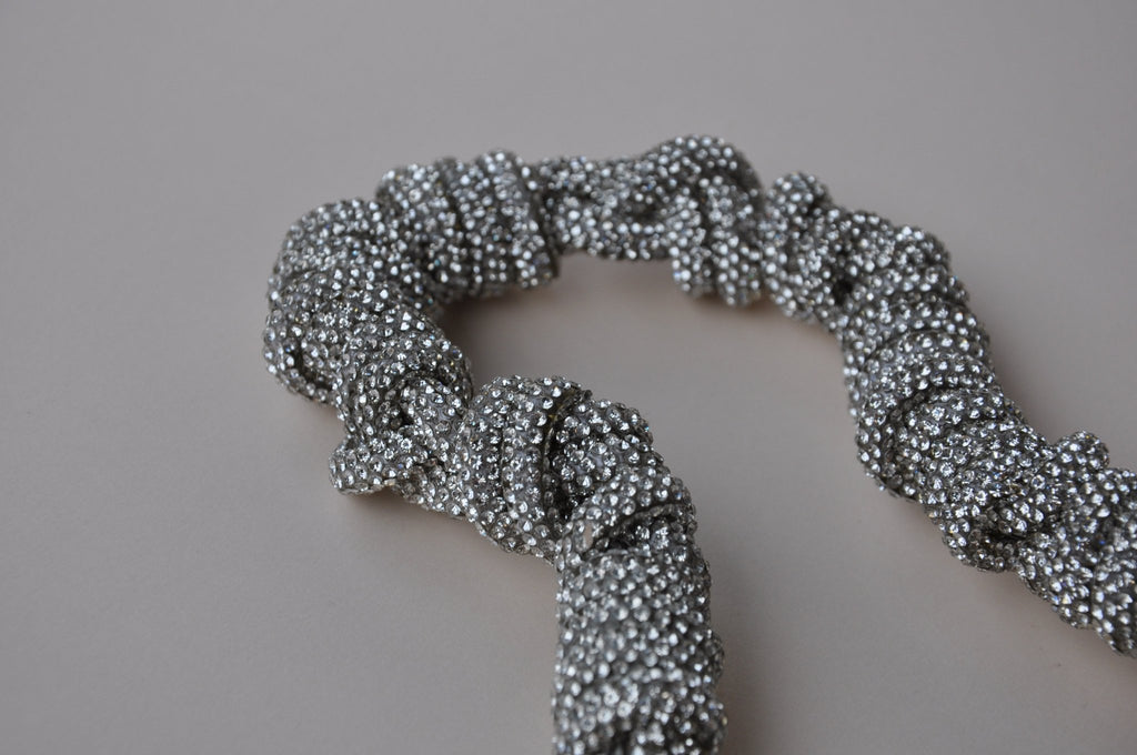 BAG CHAIN - Cannes white silver - bag strap with rhinestones - TIEFENBACHER LEHMANN