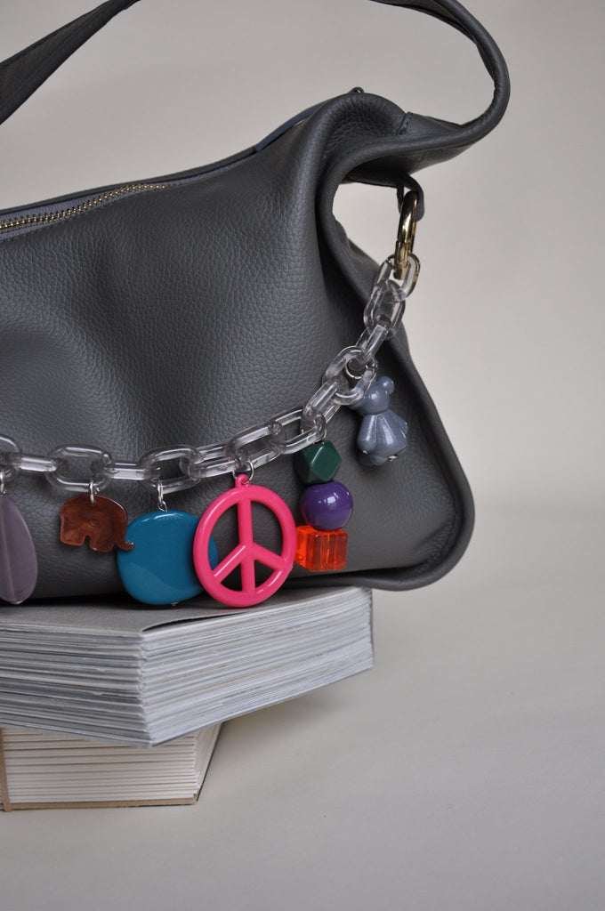 BAG CHAIN - Milano charms long - colourful bag chain with carabiner - TIEFENBACHER LEHMANN