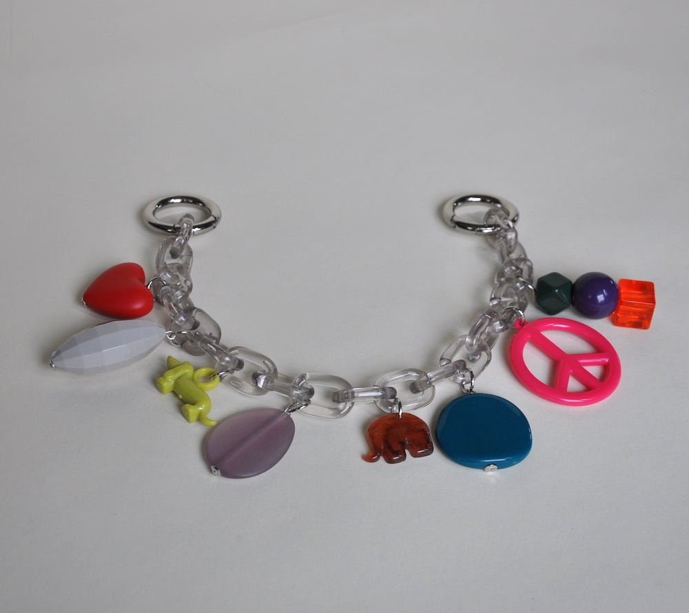 BAG CHAIN - Milano charms short - colourful design - choose your hardware - full length view - TIEFENBACHER LEHMANN