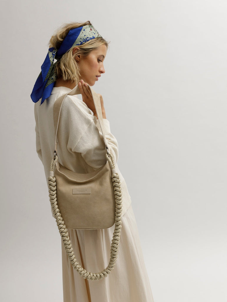 BAG STRAP - Amsterdam sand crossbody - bag strap with carabiner - SHOPPING BAG midi - TIEFENBACHER LEHMANN