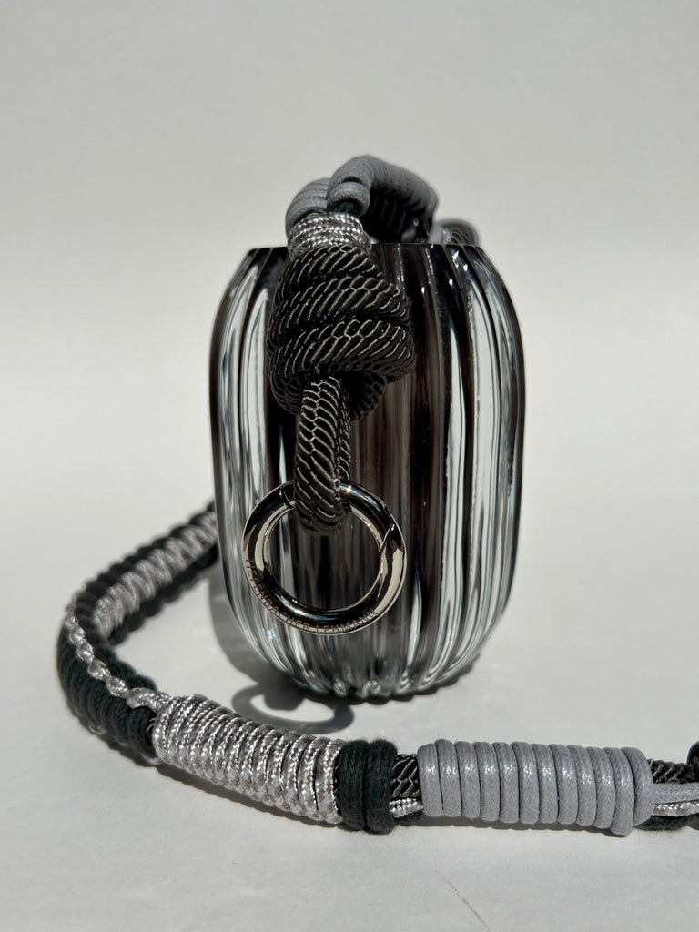 BAG STRAP - Barcelona grey flexi - braided nylon & cotton – choose your hardware – TIEFENBACHER LEHMANN