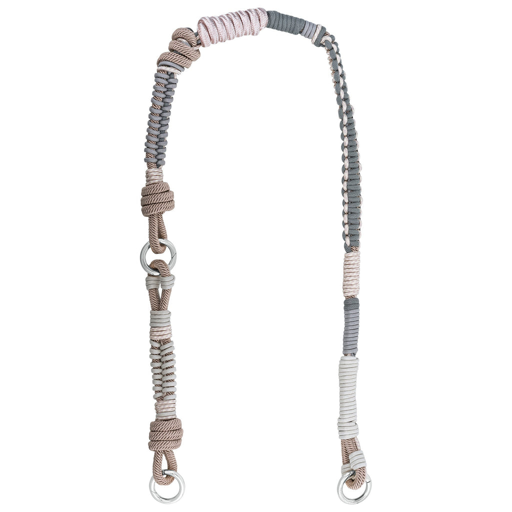 BAG STRAP - Barcelona moonbeam grey flexi - braided nylon & cotton full length view - TIEFENBACHER LEHMANN