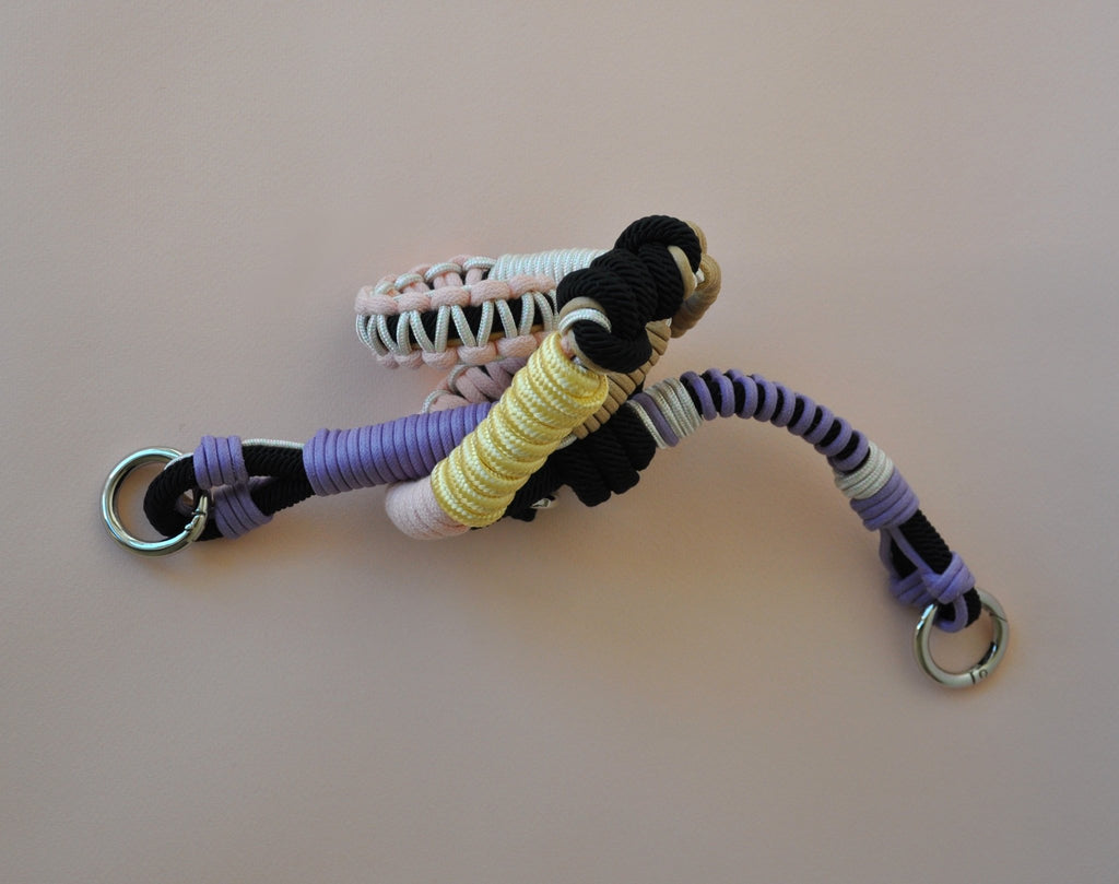 BAG STRAP - Barcelona pastel multicolour flexi - braided nylon & cotton – choose your hardware – TIEFENBACHER LEHMANN