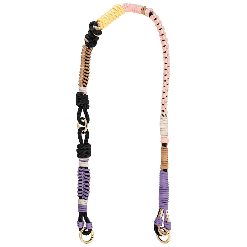 BAG STRAP - Barcelona pastel multicolour flexi - braided nylon & cotton full length view - TIEFENBACHER LEHMANN