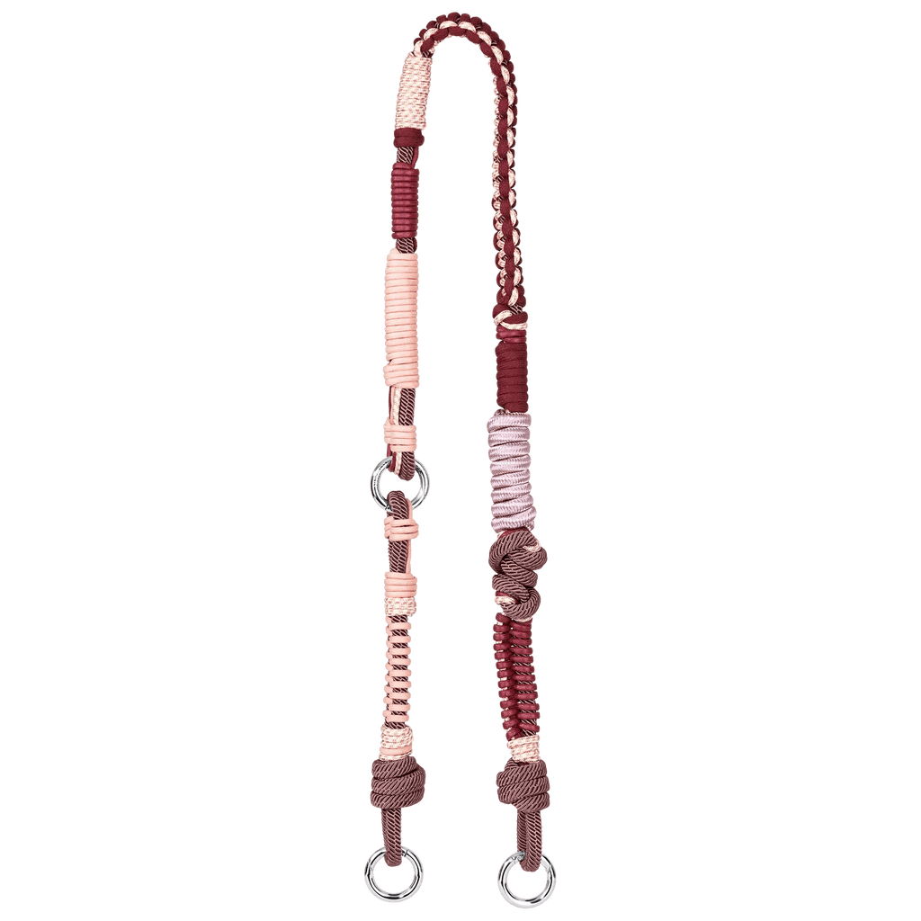 BAG STRAP - Barcelona rosewood/burgundy flexi - full length view - use micro strap also as key chain - TIEFENBACHER LEHMANN