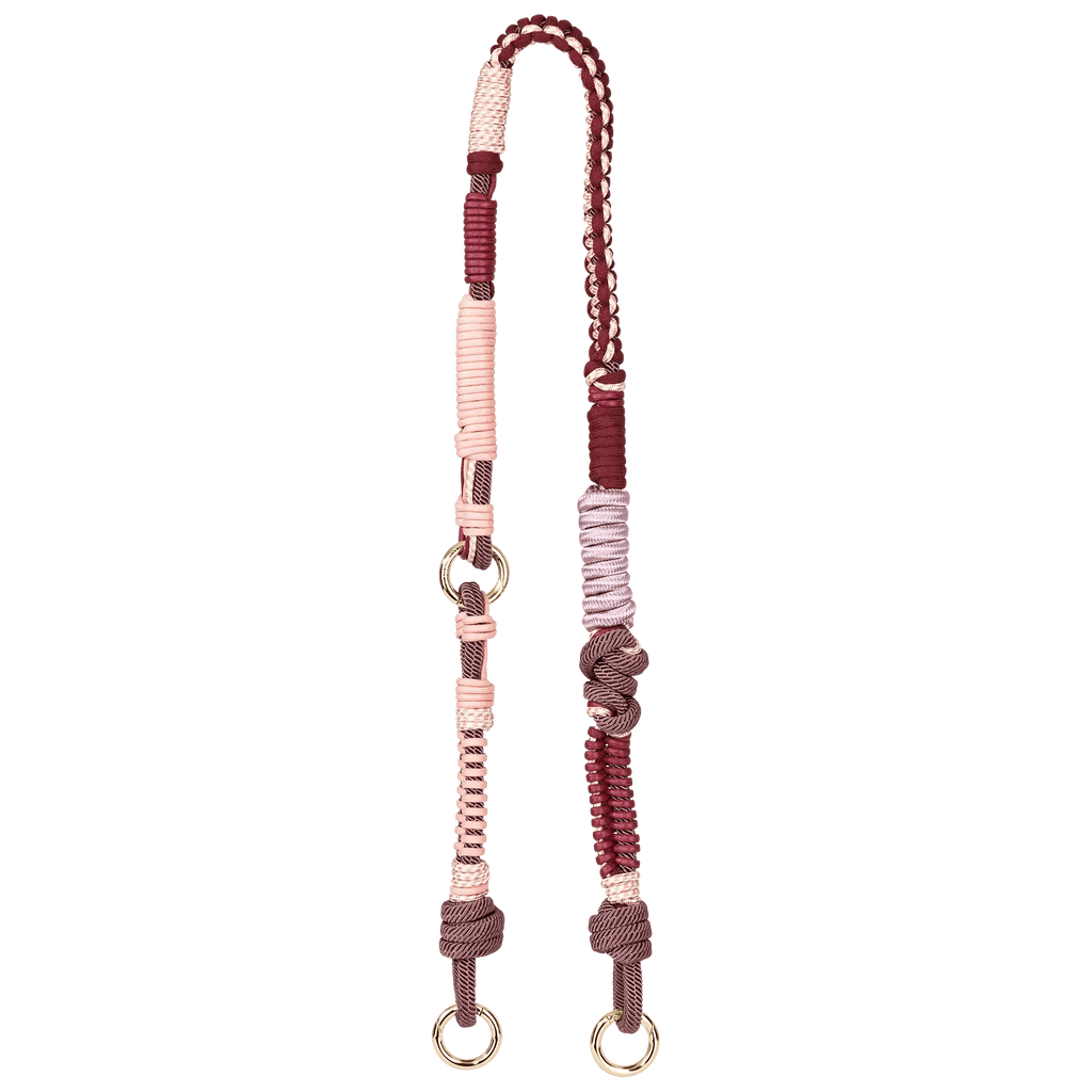 BAG STRAP - Barcelona rosewood/burgundy flexi - adjustable in length - full length view – TIEFENBACHER LEHMANN