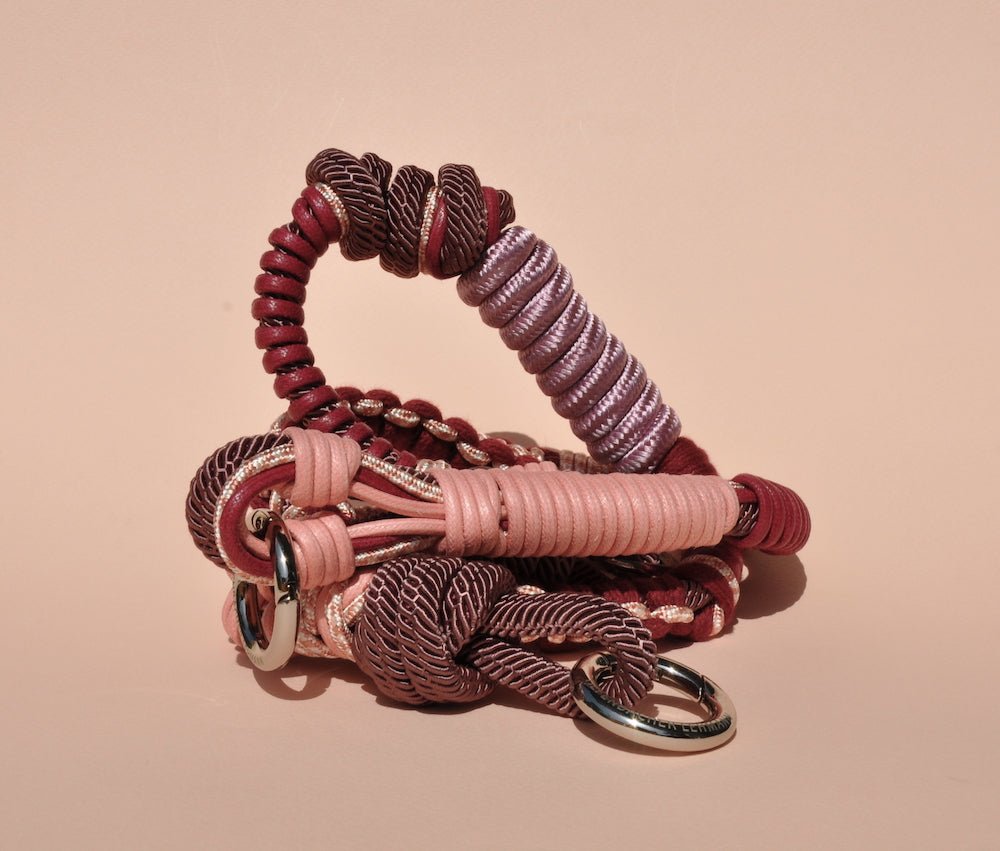 BAG STRAP - Barcelona rosewood/burgundy flexi - adjustable in length, bag strap with carabiner - TIEFENBACHER LEHMANN