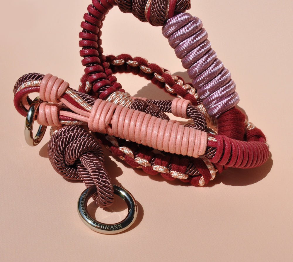 BAG STRAP - Barcelona rosewood/burgundy flexi - braided nylon & cotton – choose your hardware – TIEFENBACHER LEHMANN