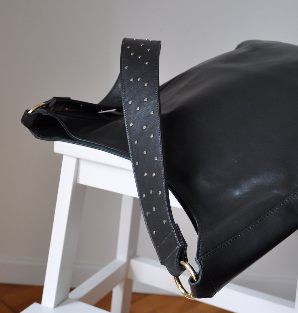 BAG STRAP - Berlin black Niete - SHOPPING BAG black - TIEFENBACHER LEHMANN