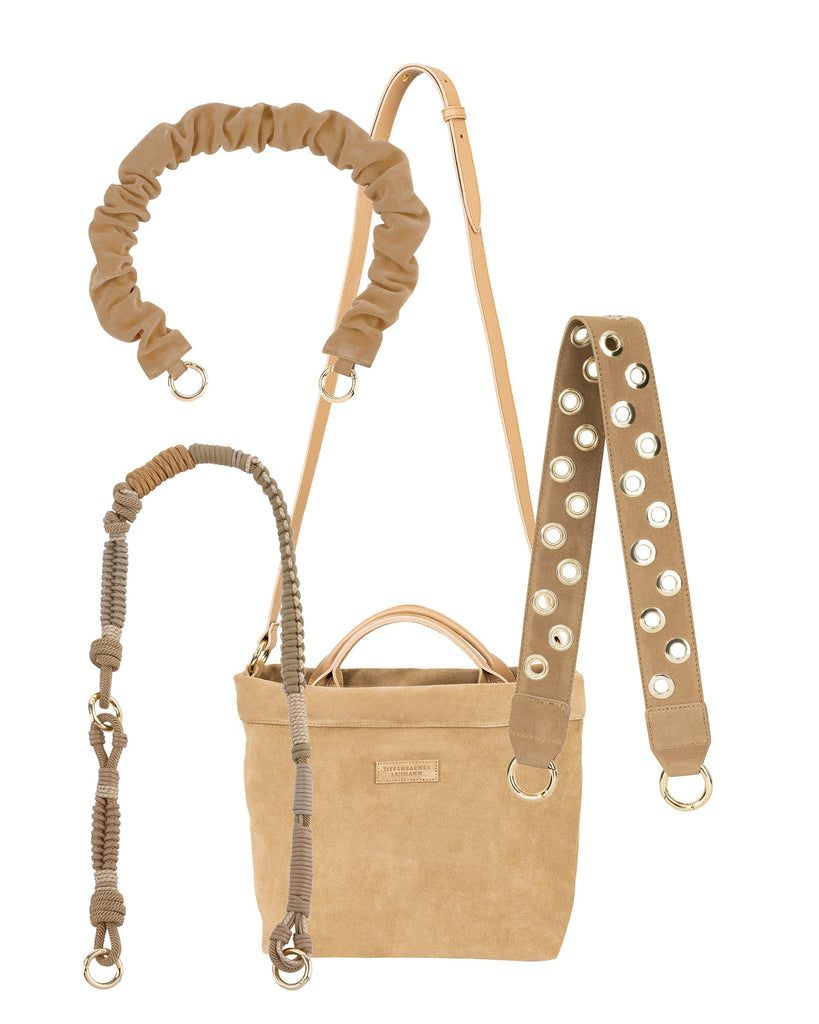 BAG STRAP - Berlin mocca mousse Niete - light gold - TIEFENBACHER LEHMANN
