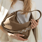 BAG STRAP - Berlin mocca mousse studs - light gold