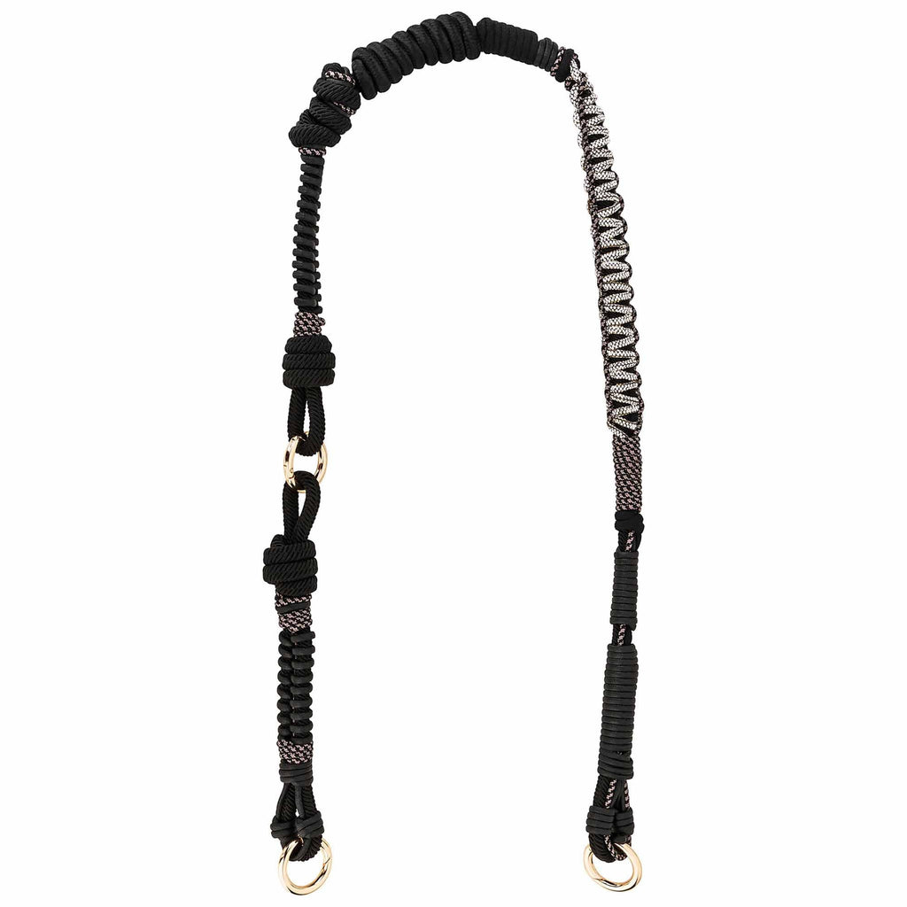 BAG STRAP - Cannes black flexi - bag strap with rhinestones - adjustable in length - full length view - TIEFENBACHER LEHMANN