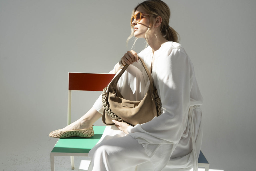 BAG STRAP - Chicago mocca mousse short - braided nylon & cotton - TIEFENBACHER LEHMANN