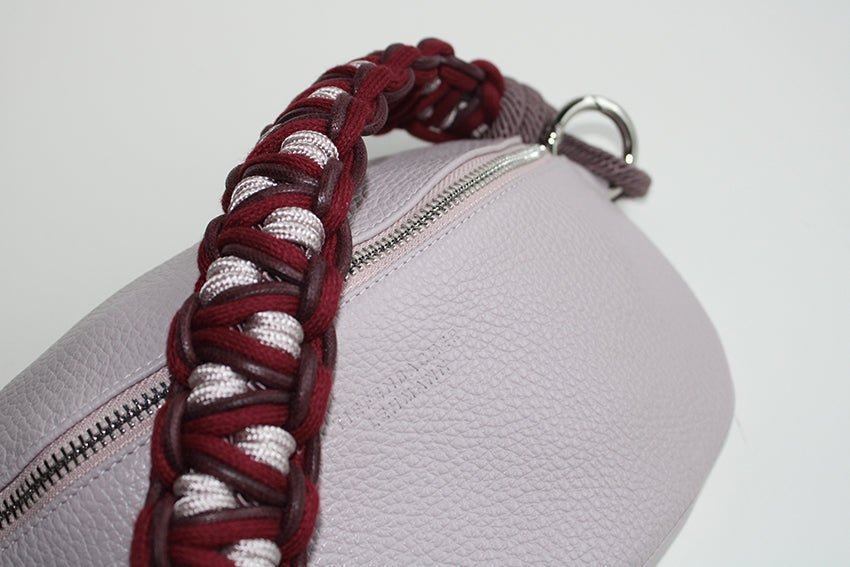 BAG STRAP - Chicago rosewood/burgundy short - close up - HIP BAG mini - TIEFENBACHER LEHMANN