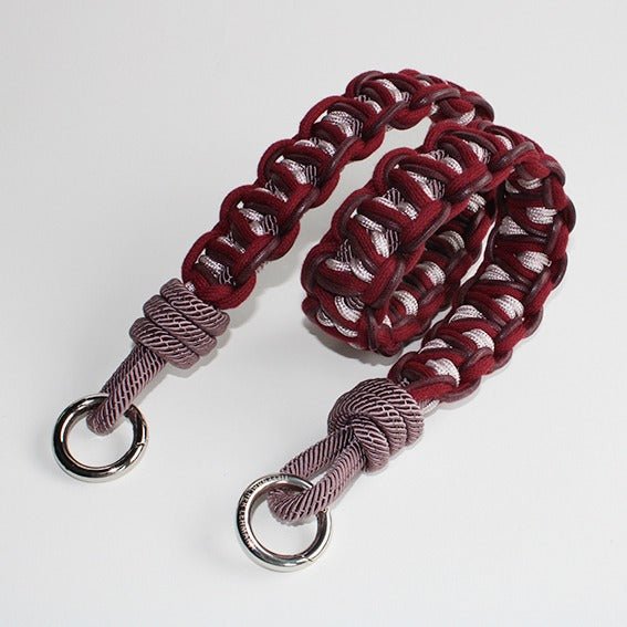 BAG STRAP - Chicago rosewood/burgundy short - braided nylon & cotton - choose your hardware - TIEFENBACHER LEHMANN