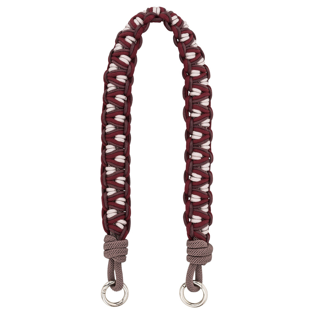 BAG STRAP - Chicago rosewood/burgundy short - braided nylon & cotton - full length view - TIEFENBACHER LEHMANN