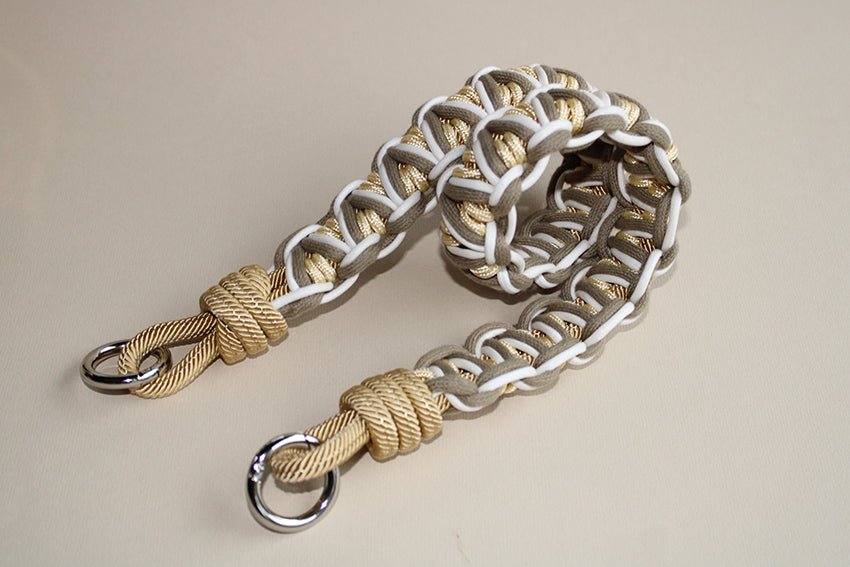 BAG STRAP - Chicago taupe/sole short - colourful bag strap with carabiner - TIEFENBACHER LEHMANN