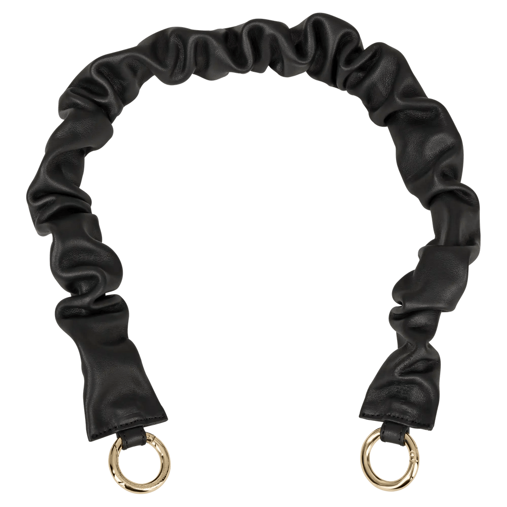 BAG STRAP - Scrunchie black - choose your hardware - full length view - TIEFENBACHER LEHMANN