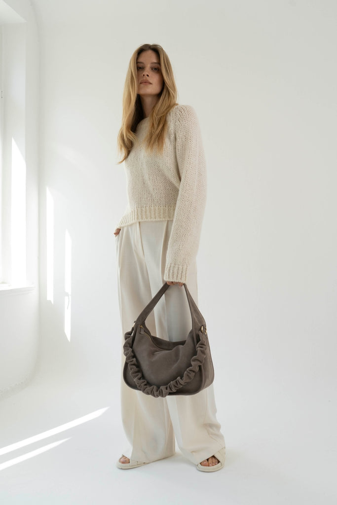 BAG STRAP - Scrunchie moonbeam grey - BRIOCHE BAG maxi - TIEFENBACHER LEHMANN