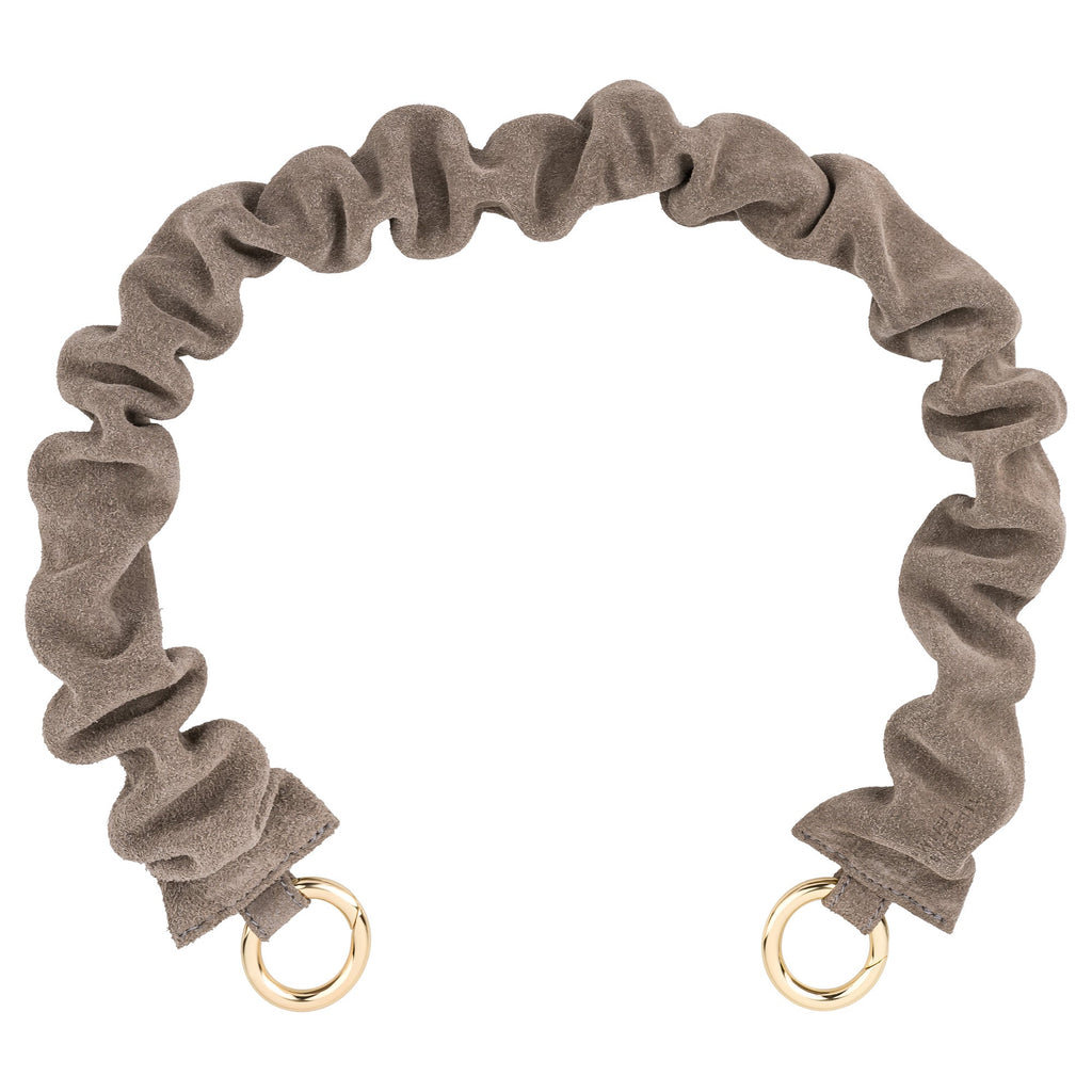 BAG STRAP - Scrunchie moonbeam grey - choose your hardware - full length view - TIEFENBACHER LEHMANN