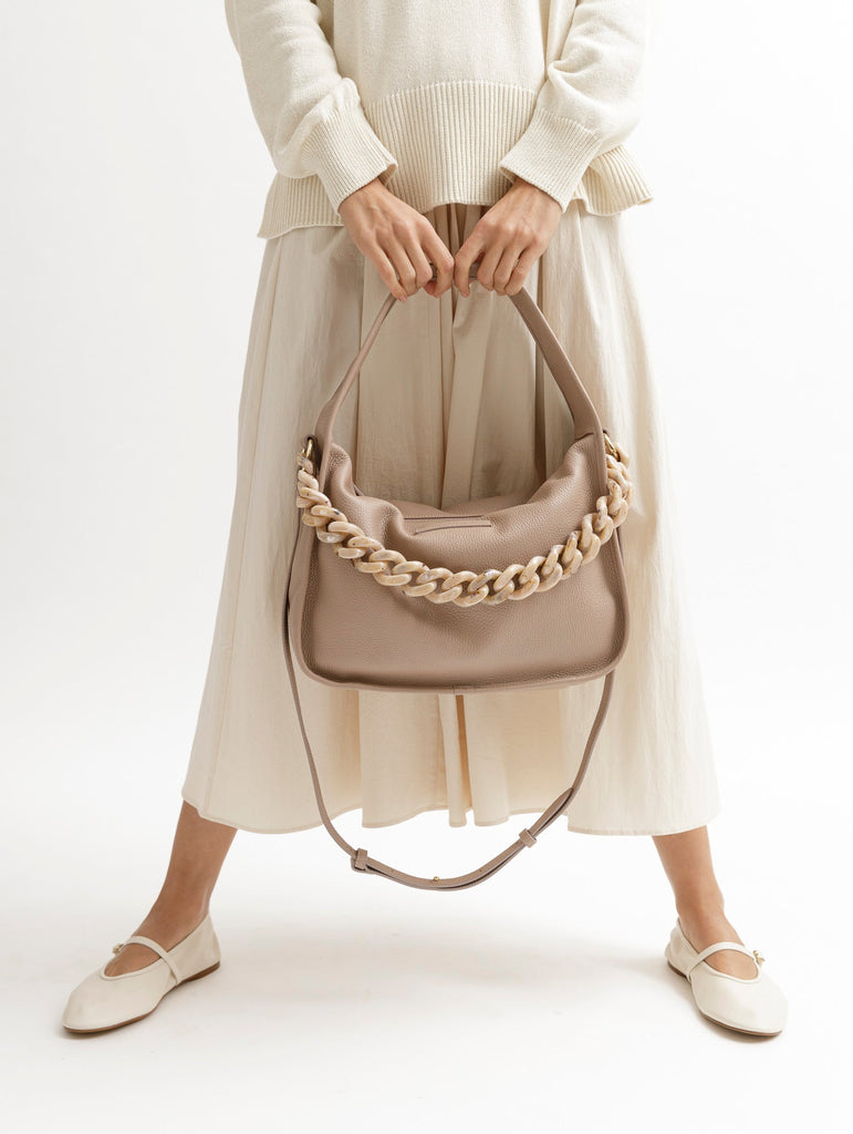 BRIOCHE BAG maxi poudre - silver - ACRYL CHAIN Siena maxi poudre marble - TIEFENBACHER LEHMANN