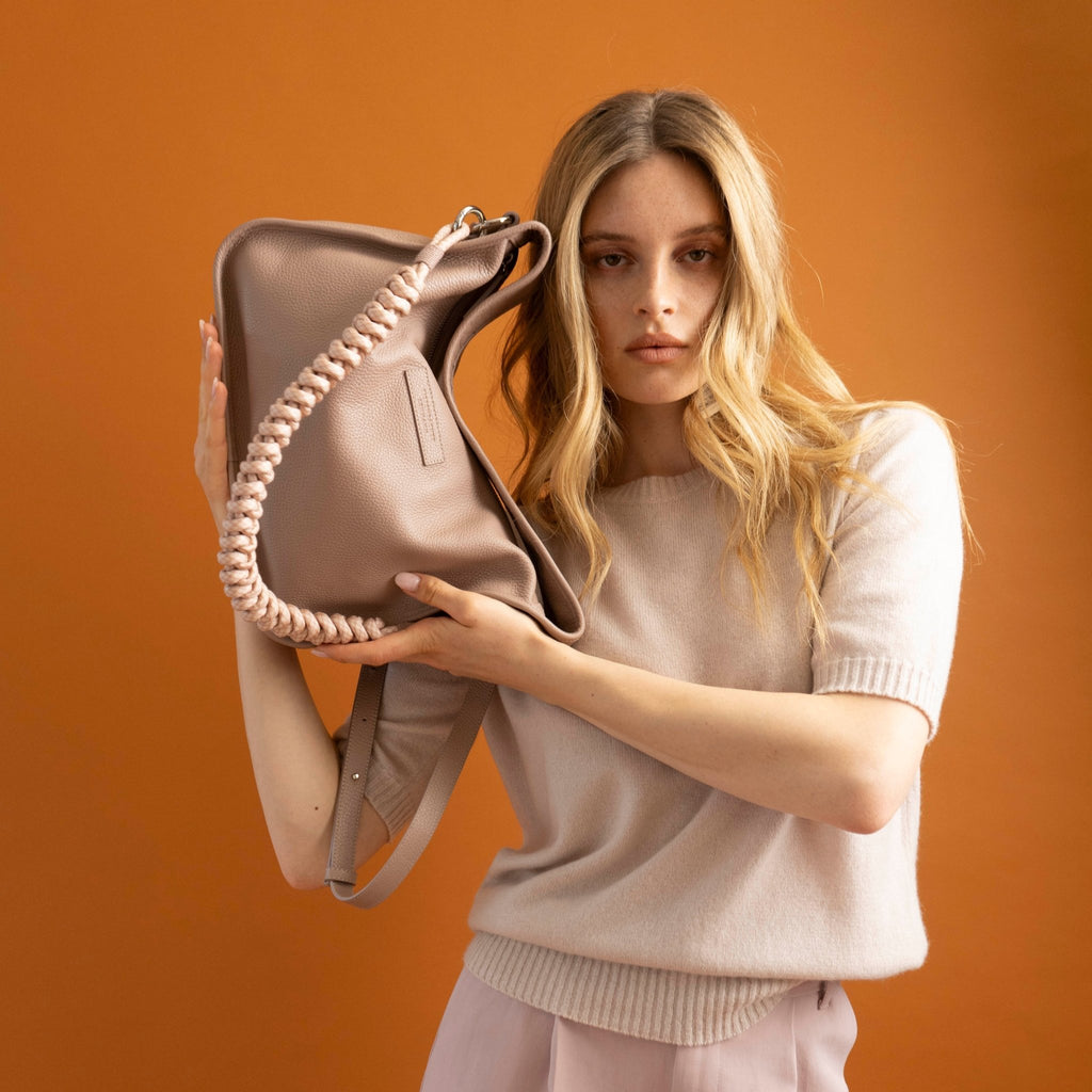 BRIOCHE BAG maxi poudre - silver - BAG STRAP Amsterdam rosewood - TIEFENBACHER LEHMANN