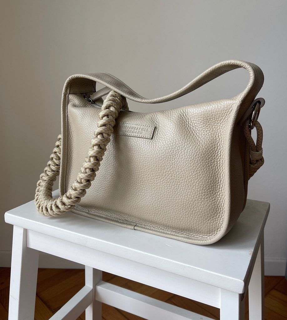 BRIOCHE BAG midi beige - silver - TIEFENBACHER LEHMANN