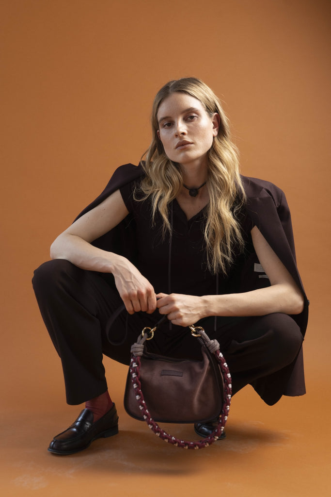 BRIOCHE BAG midi burgundy - light gold - TIEFENBACHER LEHMANN