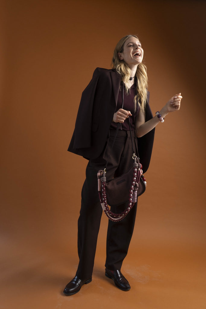 BRIOCHE BAG midi burgundy - light gold - TIEFENBACHER LEHMANN