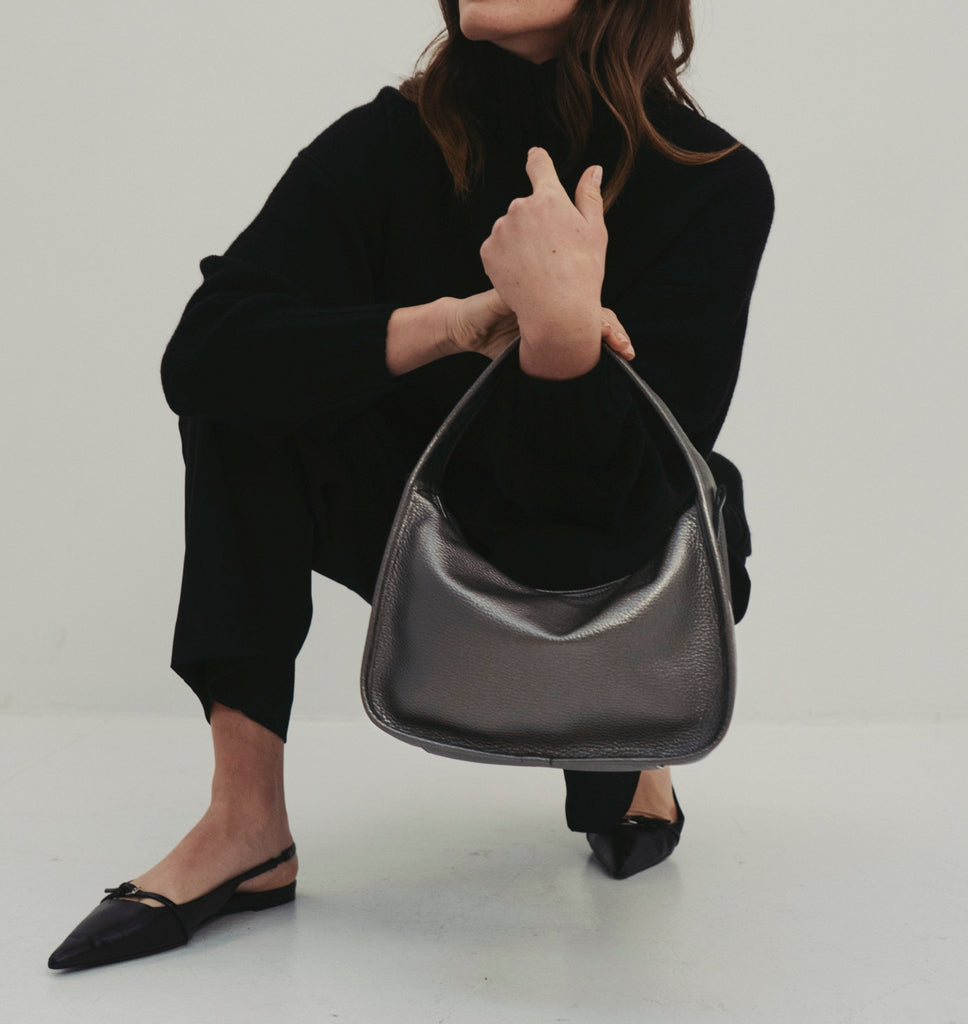 BRIOCHE BAG midi metallic grey - TIEFENBACHER LEHMANN