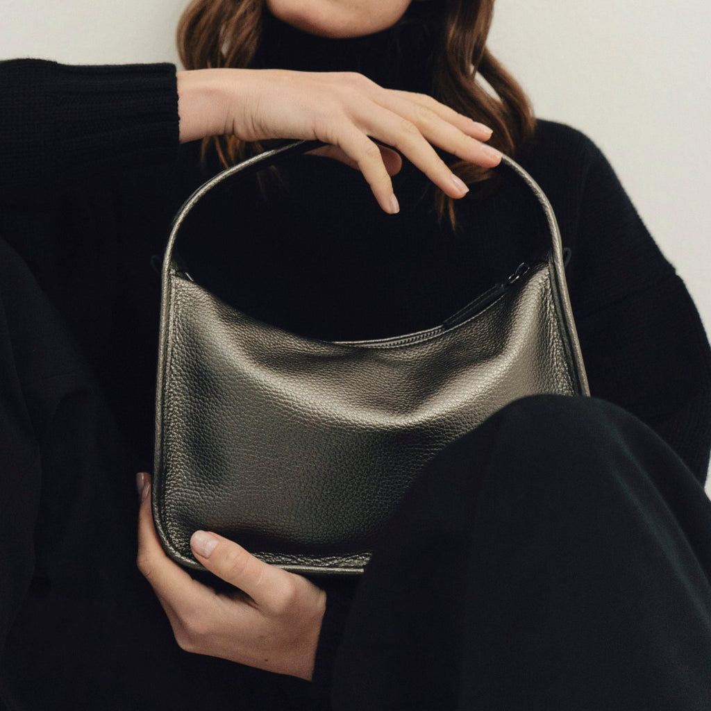 BRIOCHE BAG midi metallic grey - TIEFENBACHER LEHMANN