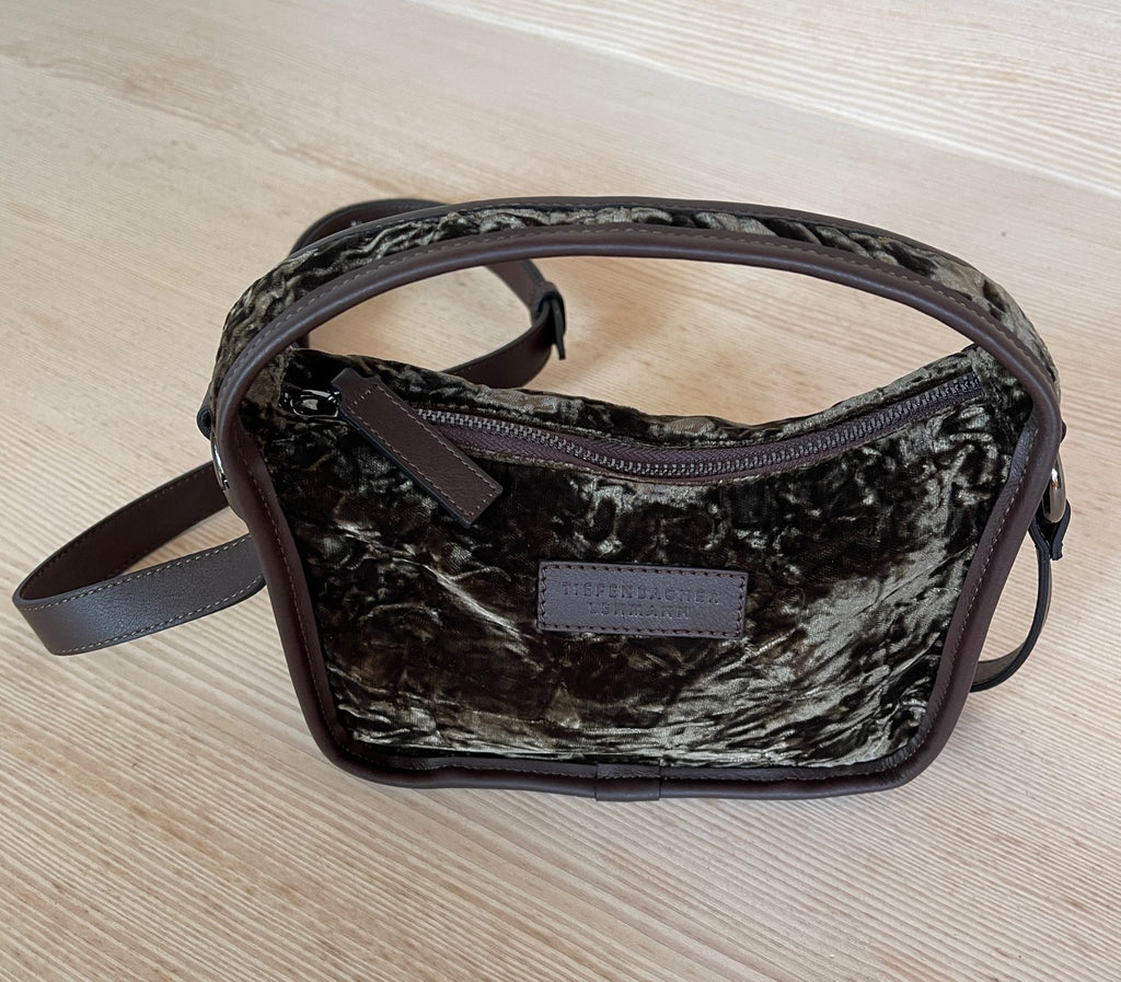 BRIOCHE BAG mini velvet chocolate - TIEFENBACHER LEHMANN