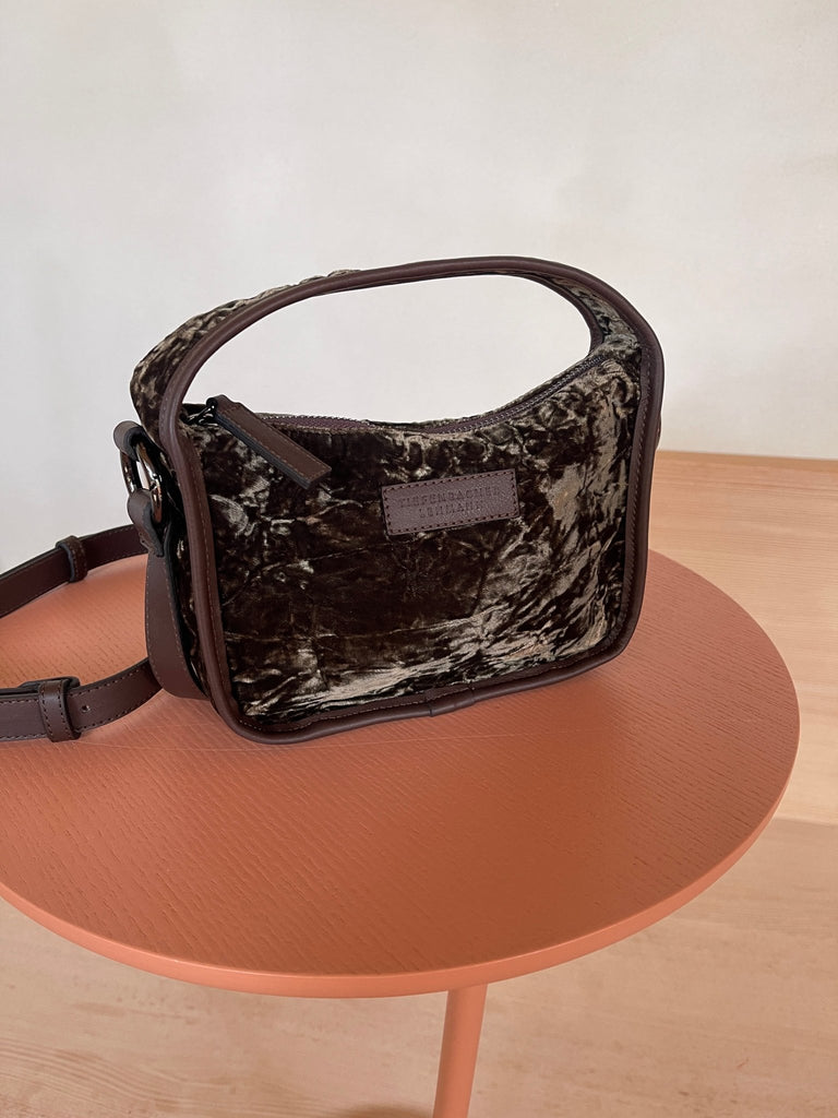 BRIOCHE BAG mini velvet chocolate - TIEFENBACHER LEHMANN