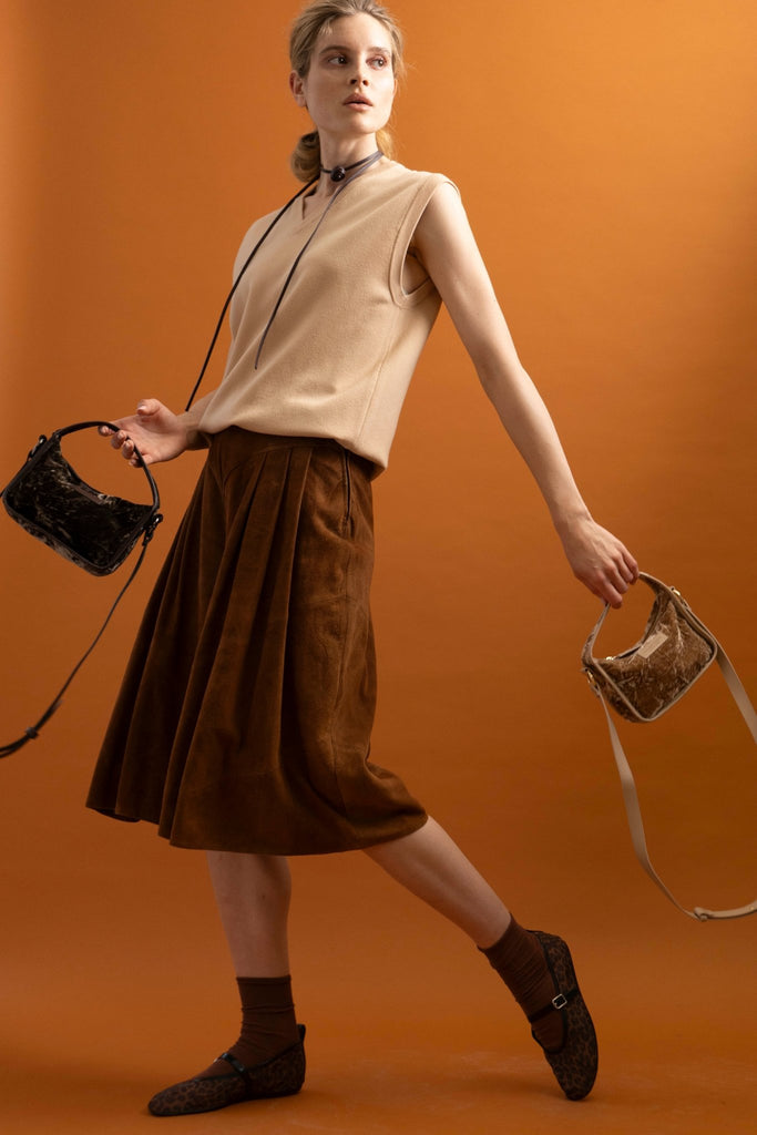 BRIOCHE BAG mini velvet sand - TIEFENBACHER LEHMANN