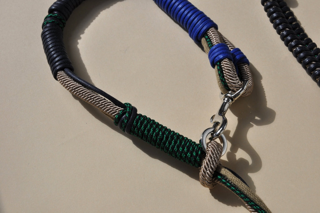 HUNDELEINE - Barcelona DOG leash blue/green - close up - colourful dog leash - TIEFENBACHER LEHMANN