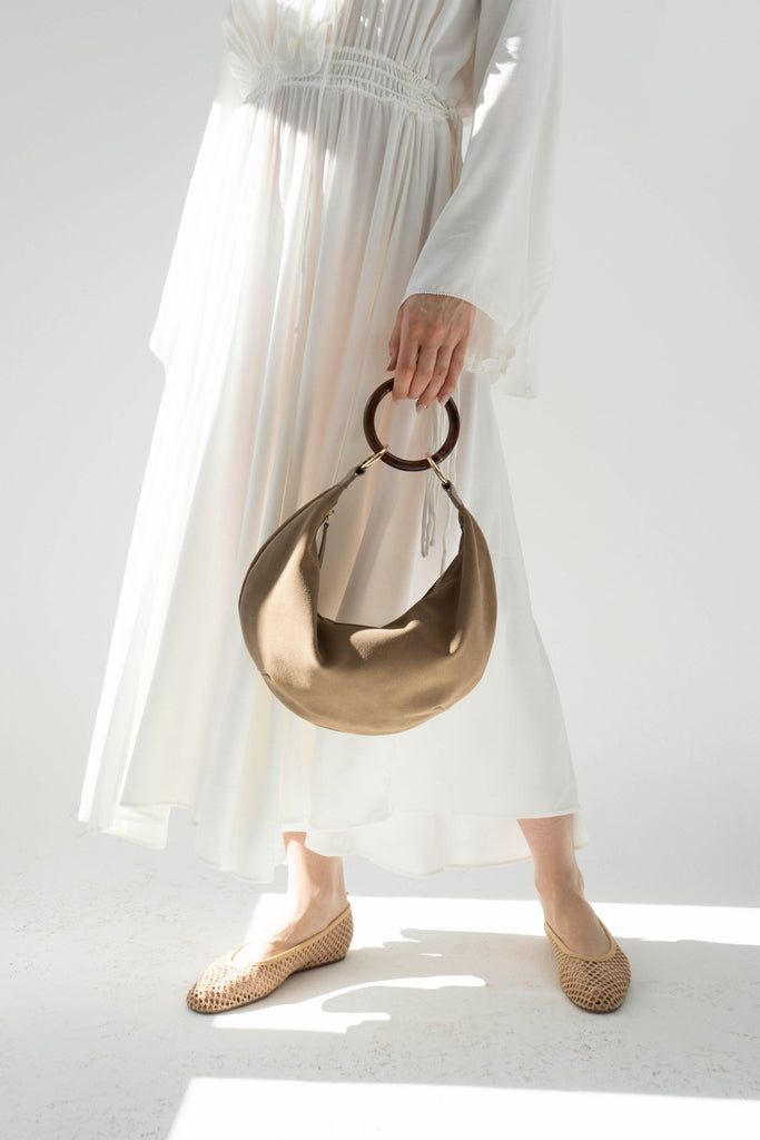 MOON BAG mocca mousse - light gold - style as wristlet bag - TIEFENBACHER LEHMANN