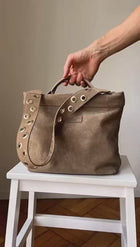TOTE BAG midi mocca mousse - light gold