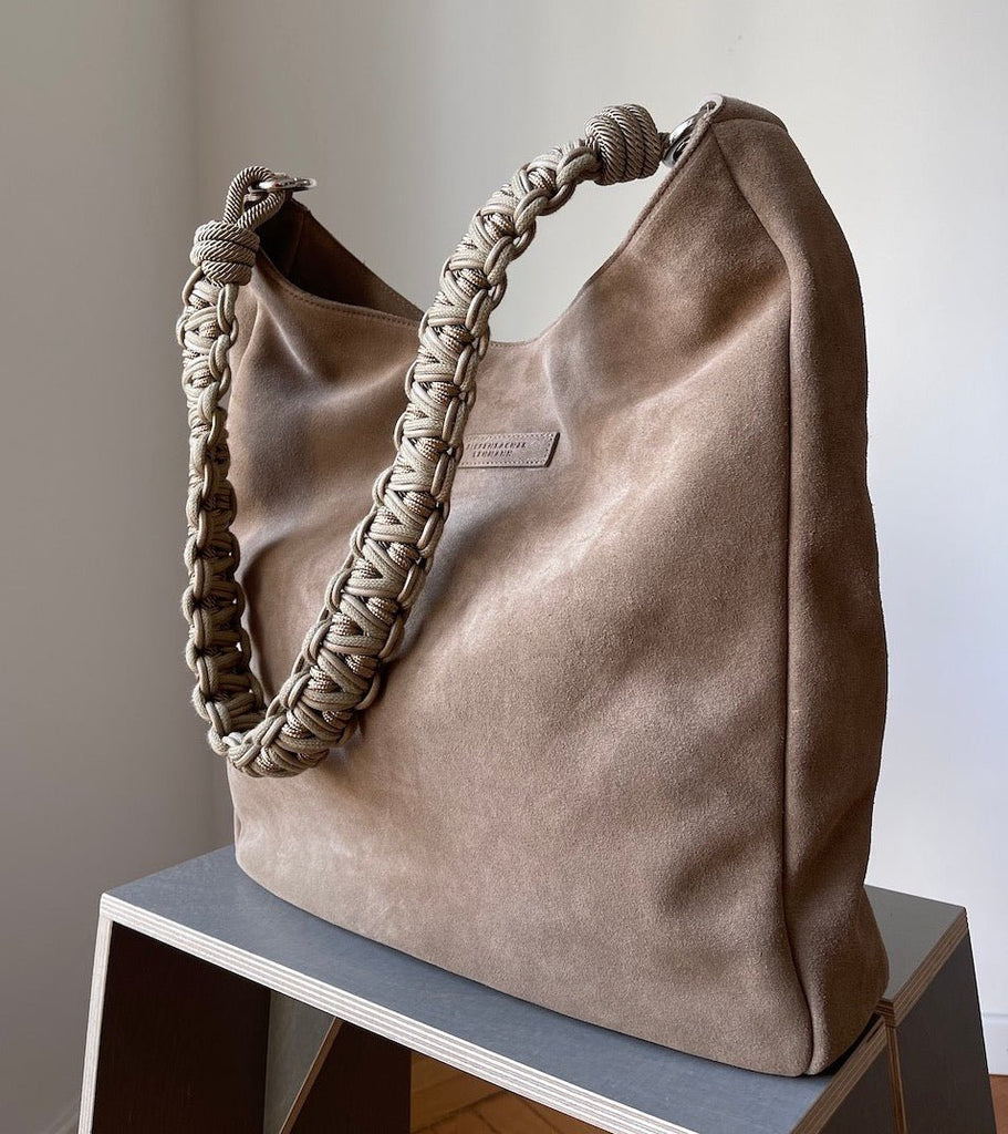 SHOPPING BAG mocca mousse - silver - TIEFENBACHER LEHMANN