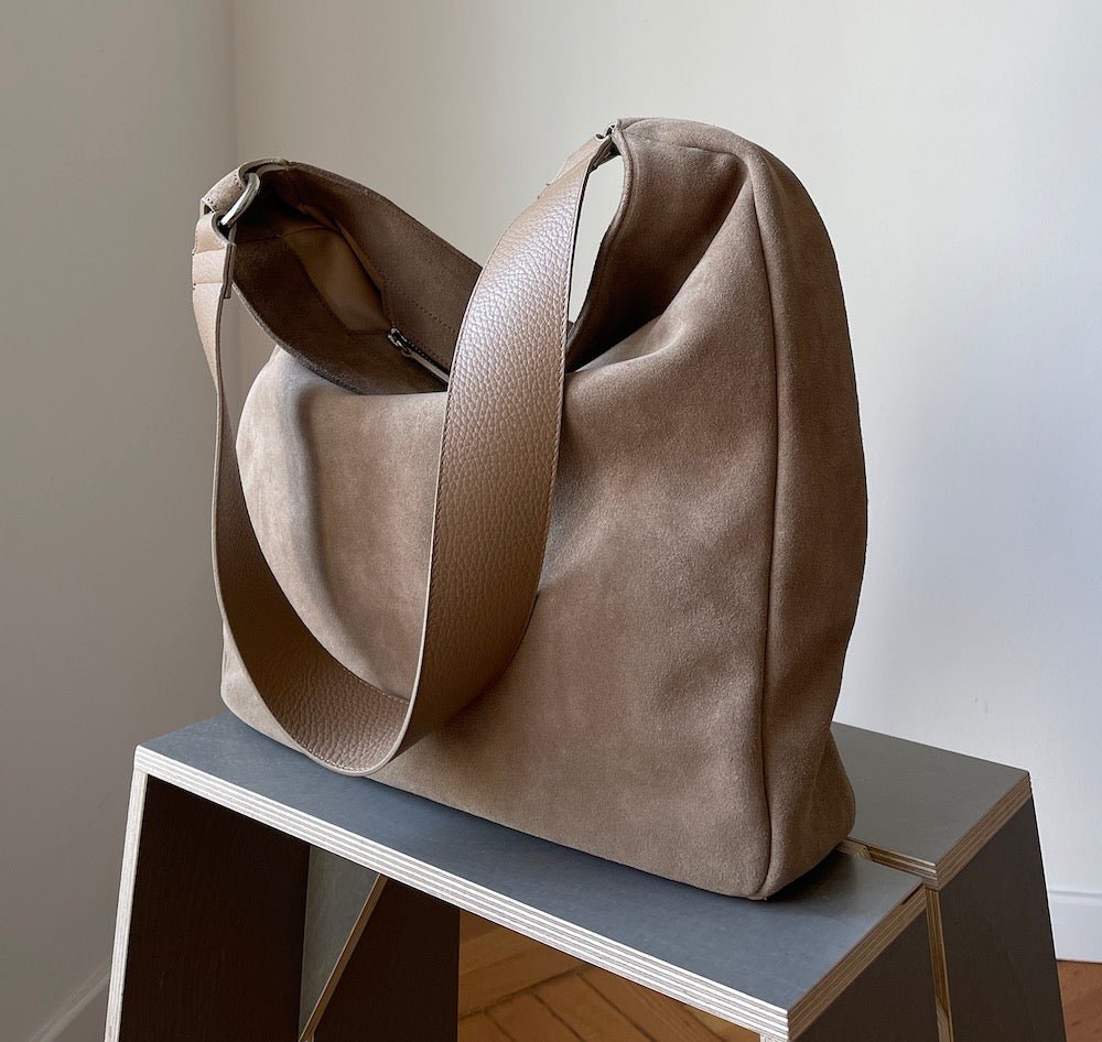 SHOPPING BAG mocca mousse - silver - TIEFENBACHER LEHMANN