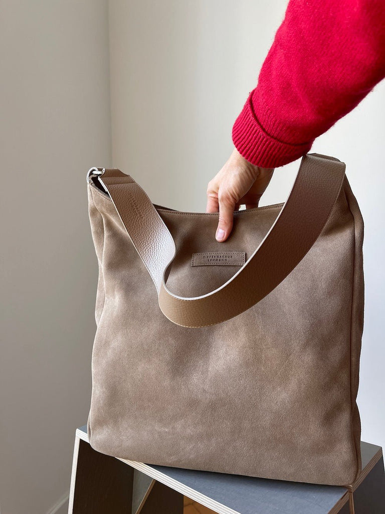 SHOPPING BAG mocca mousse - silver - TIEFENBACHER LEHMANN